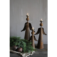 Roestige kandelaar engel Emely large