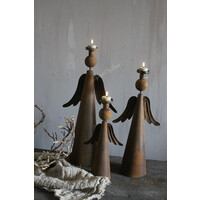 Roestige kandelaar engel Emely medium