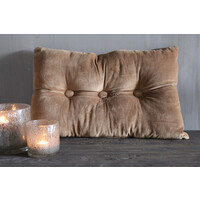 Velvet kussen met knopen Tobacco brown 60 cm