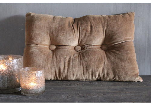 Velvet kussen met knopen Tobacco brown 60 cm