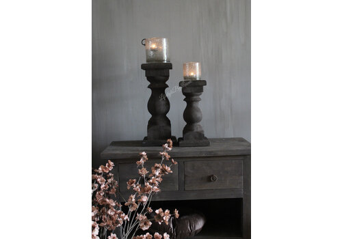 Dikke houten baluster kandelaar Umber 45 x 20 cm