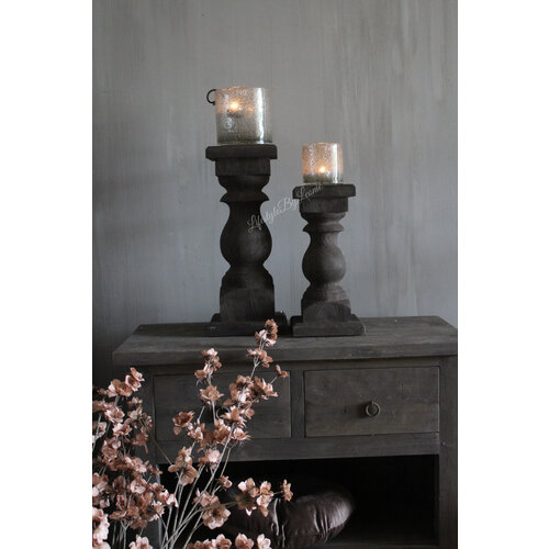 Dikke houten baluster kandelaar Umber 45 x 20 cm 