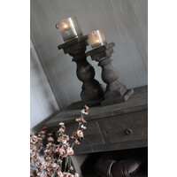 Dikke houten baluster kandelaar Umber 45 x 20 cm