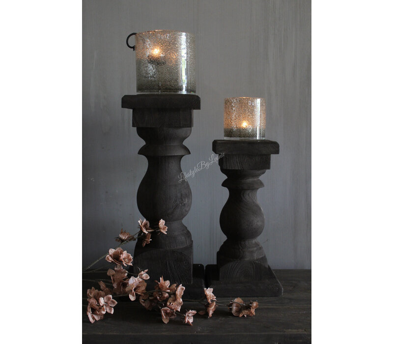 Dikke houten baluster kandelaar Umber 45 x 20 cm