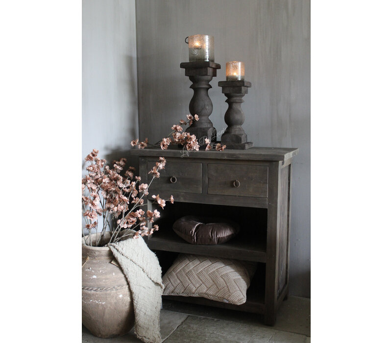 Dikke houten baluster kandelaar Umber 35 x 17 cm