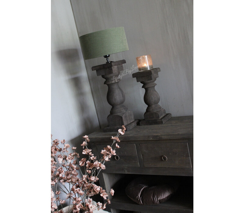 Dikke houten baluster kandelaar Umber 35 x 17 cm