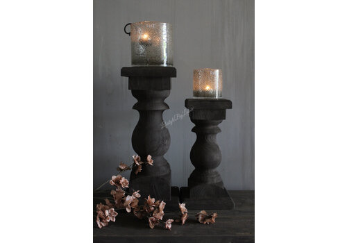 Dikke houten baluster kandelaar Umber 35 x 17 cm