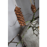 Roestige dennenappel hanger 14 cm