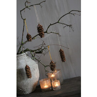 Roestige dennenappel hanger 12 cm