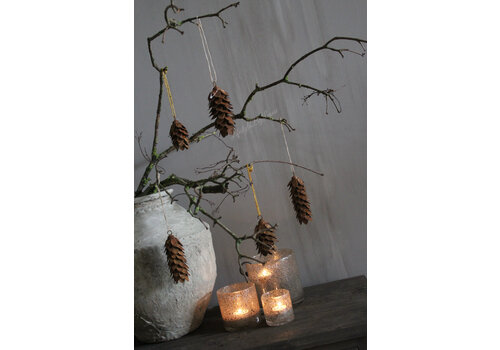 Roestige dennenappel hanger 12 cm