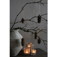 Roestige dennenappel hanger 9 cm