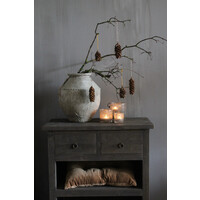 Roestige dennenappel hanger 9 cm