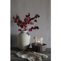 Zijden Appeltjes blad tak burgundy 82 cm