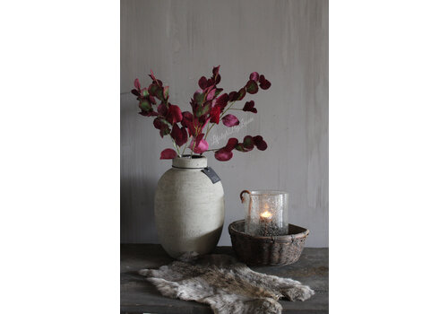 Zijden Appeltjes blad tak burgundy 82 cm
