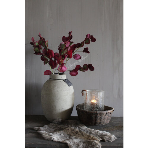 Zijden Appeltjes blad tak burgundy 82 cm 