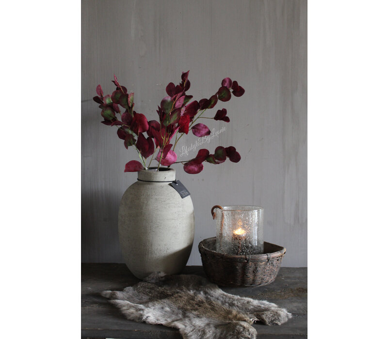 Zijden Appeltjes blad tak burgundy 82 cm