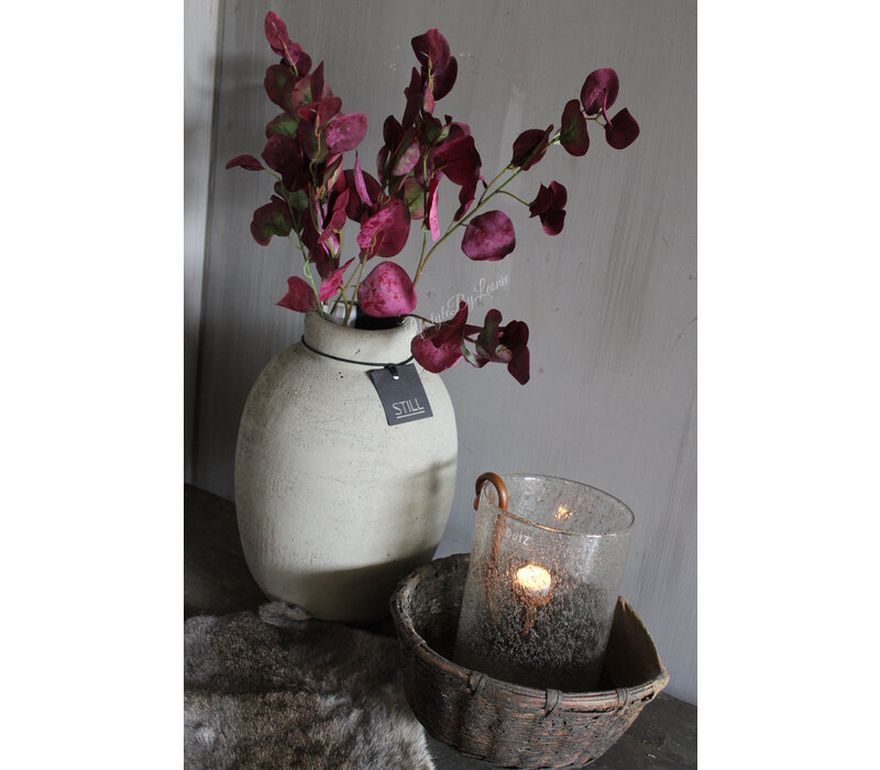 Zijden Appeltjes blad tak burgundy 82 cm