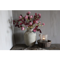 Zijden Appeltjes blad tak burgundy 82 cm