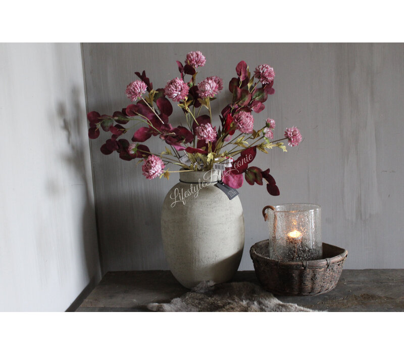 Zijden Appeltjes blad tak burgundy 82 cm