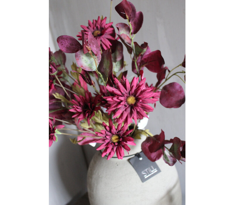 Zijden Daisy tak burgundy 59 cm