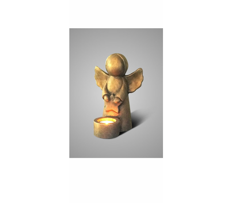 Brynxz waxinelichthouder angel with star Gold 16 cm