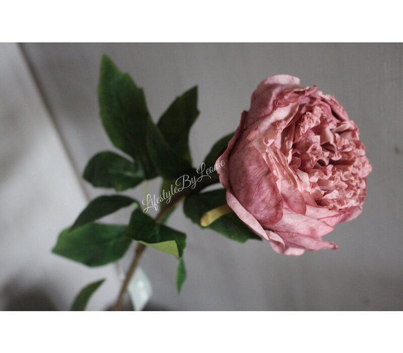 Brynxz zijden Pioenbloem dark pink 60 cm