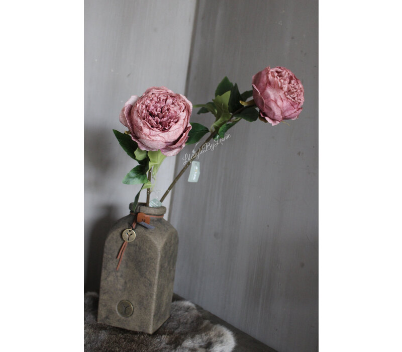 Brynxz zijden Pioenbloem dark pink 60 cm