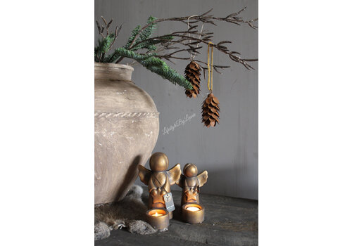 Brynxz Brynxz waxinelichthouder angel with star Gold 16 cm