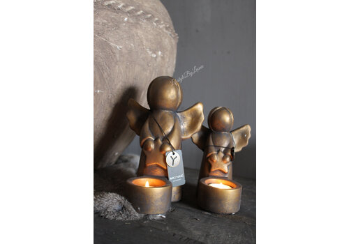 Brynxz Brynxz waxinelichthouder angel with star Gold 20 cm