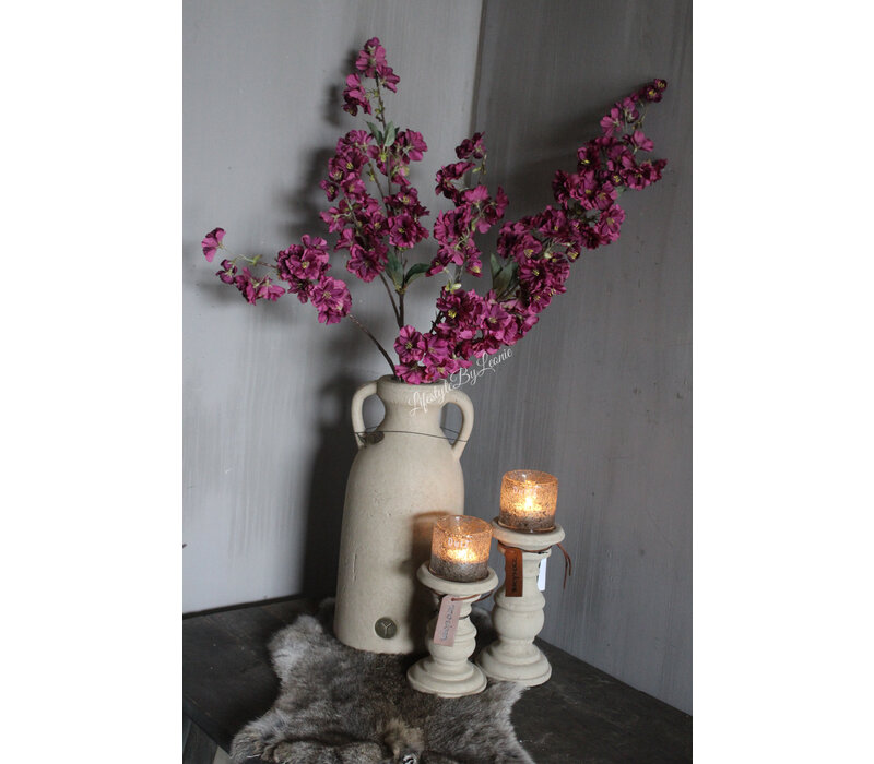 Brynxz hoge stenen kruik met oren Taupe 35 cm