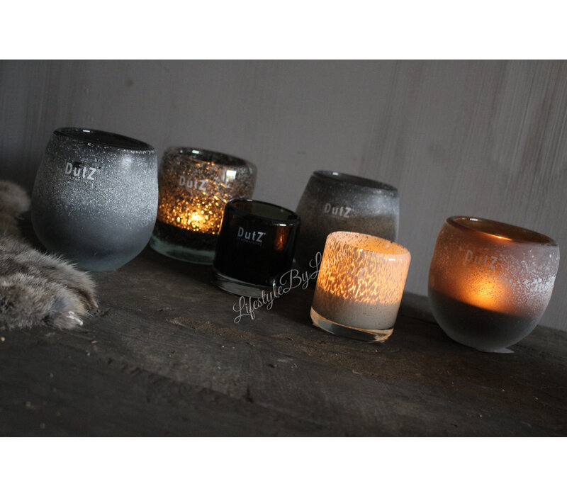 DUTZ round windlicht Grey mat 10 x 10 cm