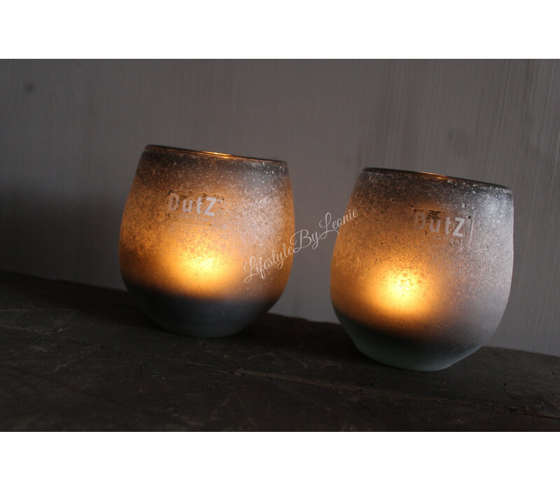 DUTZ round windlicht Grey mat 10 x 10 cm
