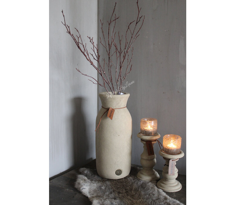 Brynxz hoge fles met touw Taupe 37 cm