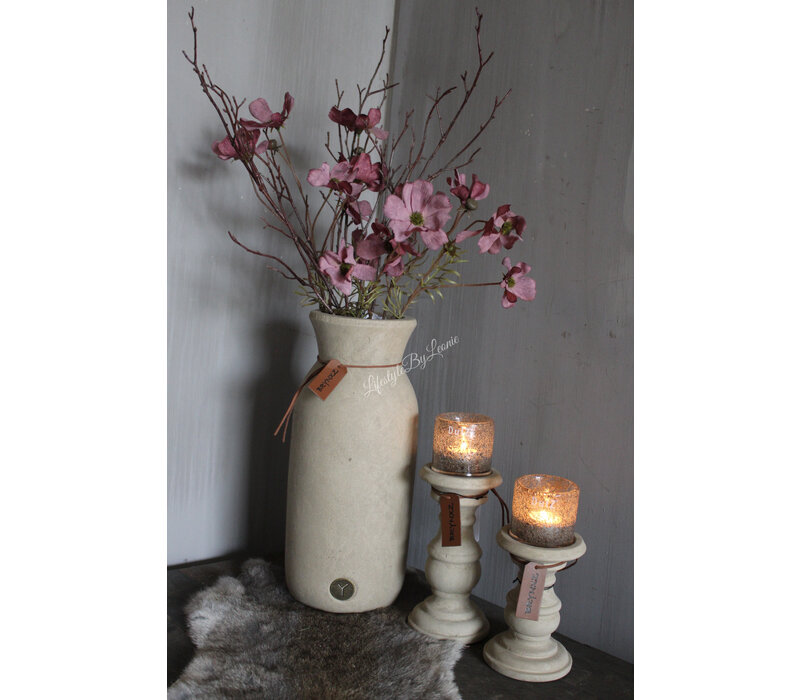 Brynxz hoge fles met touw Taupe 37 cm