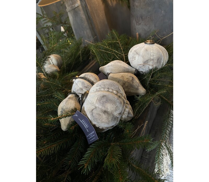 Aura Peeperkorn glazen velours kerstbal ornament small