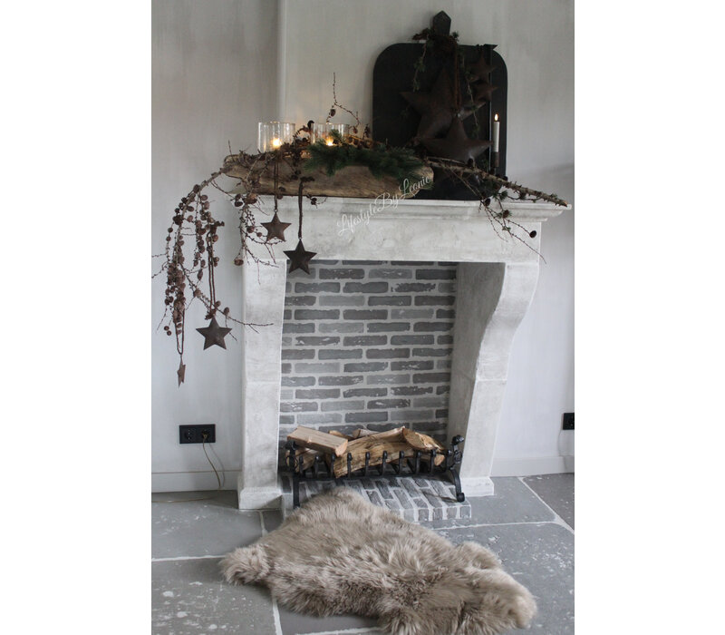 Metalen roestige ster aan touw 10 cm