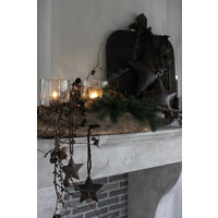 Metalen roestige ster aan touw 12 cm