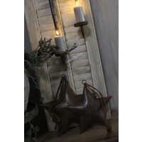 Metalen roestige ster aan touw 27 cm