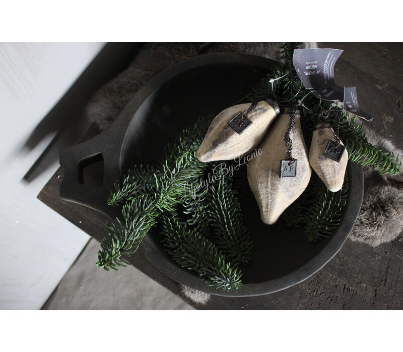 Aura Peeperkorn houten schaal met open handvat Antique grey