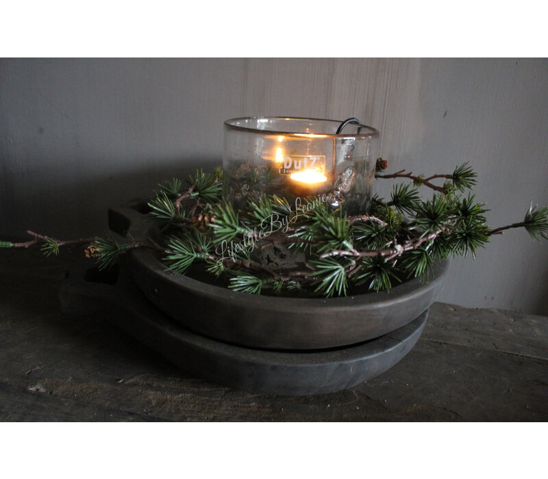 Aura Peeperkorn houten schaal met open handvat Antique grey