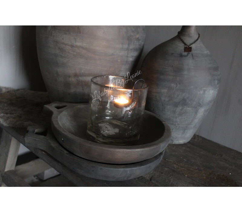 Aura Peeperkorn houten schaal met open handvat Antique grey