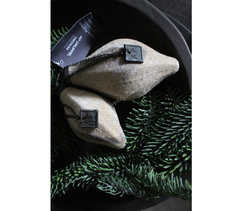 Aura Peeperkorn glazen velours kerstbal druppel medium