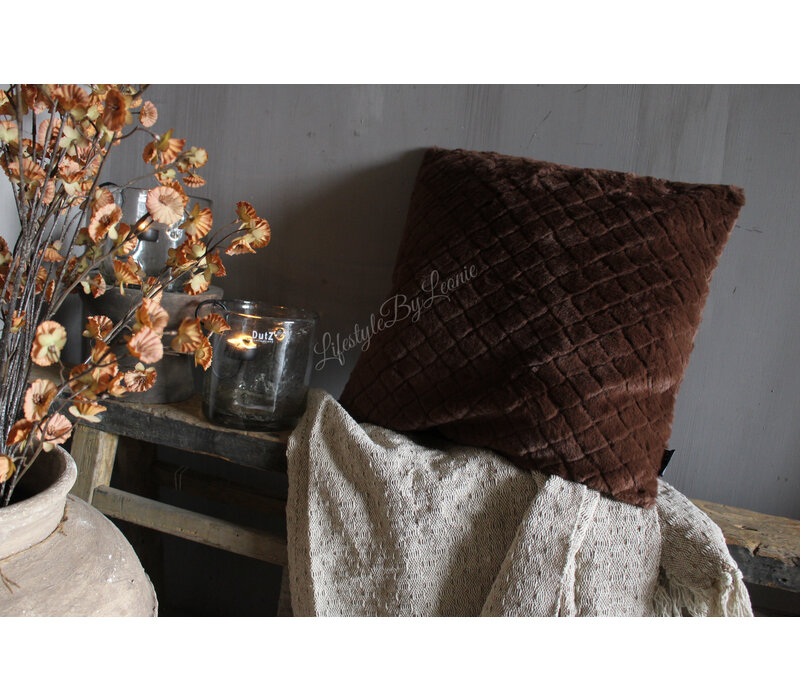 Kussen Ayla chocolate brown 45 x 45 cm