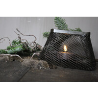 Sober zwarte vierkante waxinelichthouder Draad 19 cm