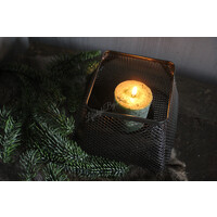 Sober zwarte vierkante waxinelichthouder Draad 19 cm