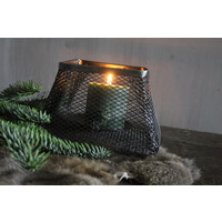 Sober zwarte vierkante waxinelichthouder Draad 19 cm