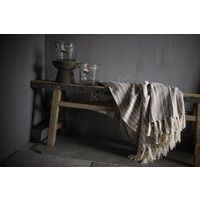 Plaid katoen Taupe franje 180 x 130 cm