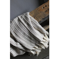 Plaid katoen Taupe franje 180 x 130 cm