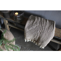 Plaid katoen Espresso beige franje 180x130cm