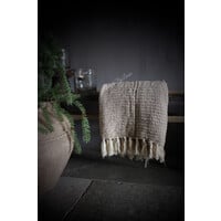 Plaid katoen Espresso beige franje 180 x 130 cm